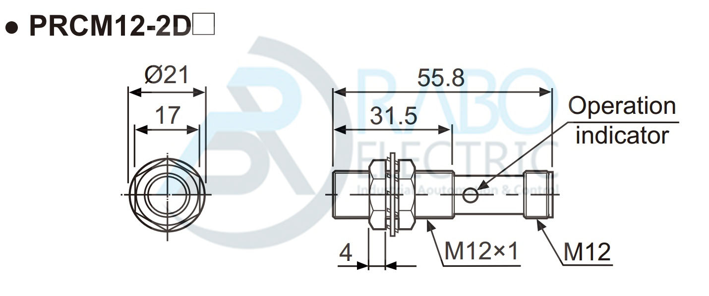 ابعاد سنسور پراکسی سوکتی PRCM-12  آتونیکس